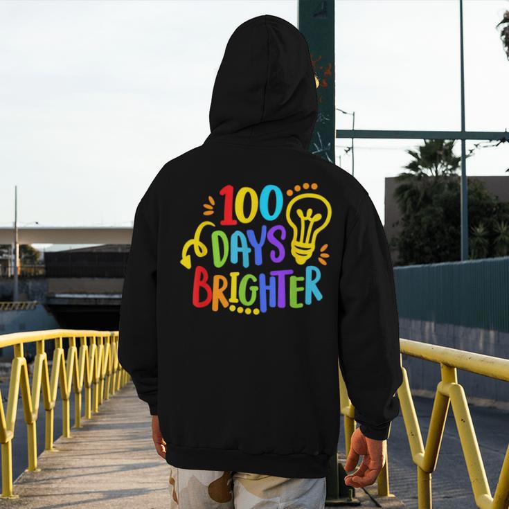Happy 100th Day Of School 100 Days Brighter Girls Teacher Men's Hoodie Back Print, funny design