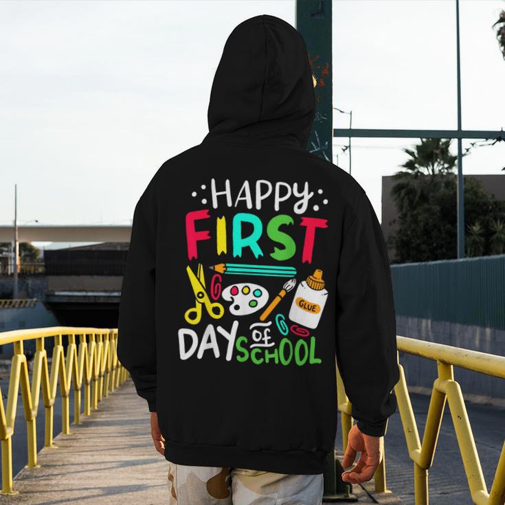 Happy First Day Of School Teacher Back To School Student Men's Hoodie Back Print, funny design