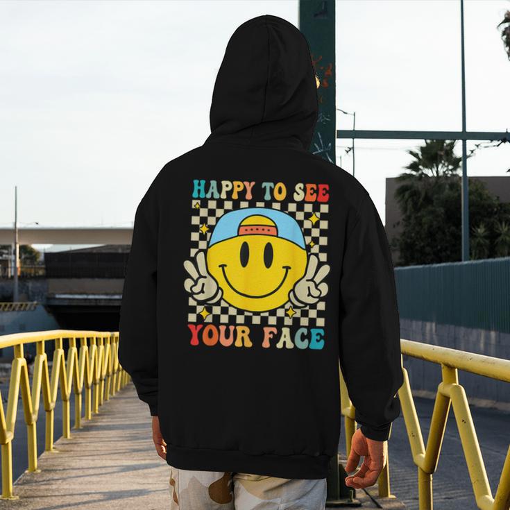 Happy To See Your Face Hippie Smile Back To School Teachers Men's Hoodie Back Print, funny design Happy To See Your Face Hippie Smile Back To School Teachers Men's Hoodie Back Print, funny design