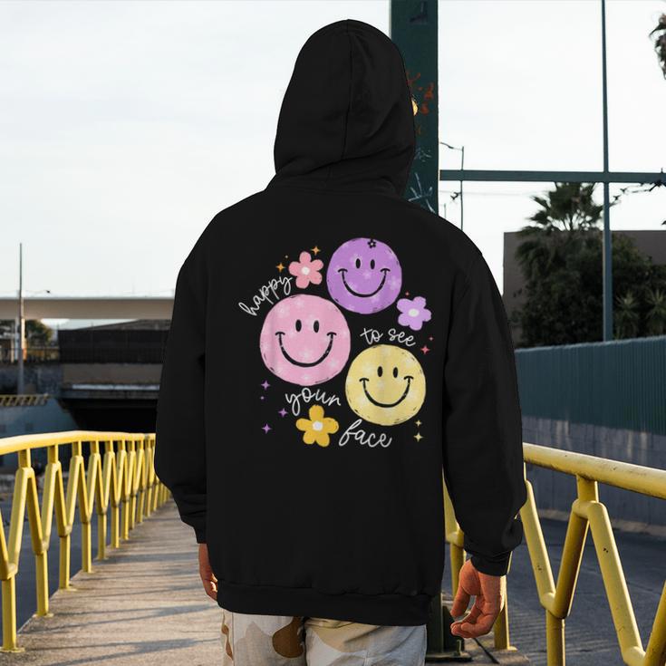 Happy To See Your Face Teacher Flower Back To School Men's Hoodie Back Print, funny design Happy To See Your Face Teacher Flower Back To School Men's Hoodie Back Print, funny design