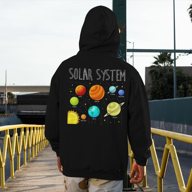 Kids Solar Systems Cute Planets Space Science Teacher School Men's Hoodie Back Print, Science Teacher Gifts, funny design