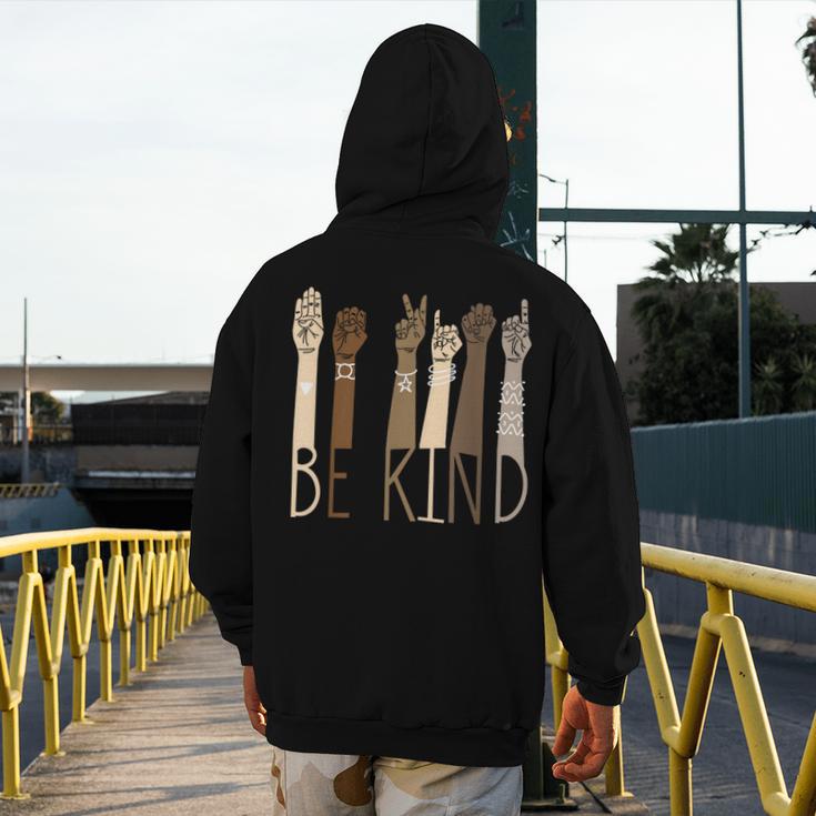 Be Kind Sign Language Hand Talking Teachers Interpreter ASL Men Women Men's Hoodie Back Print, funny design