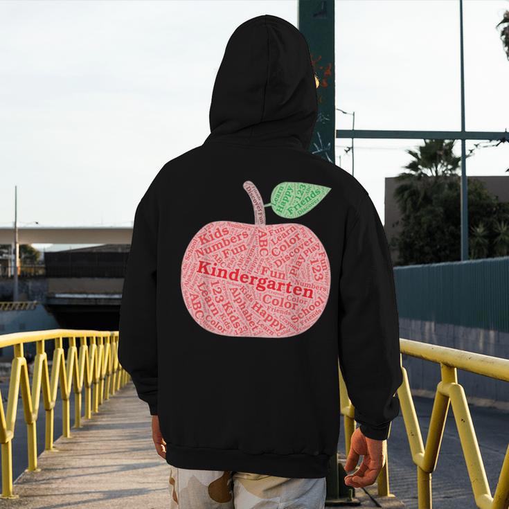 Kindergarten Apple Word Art For Teachers & Students Men's Hoodie Back Print, funny design