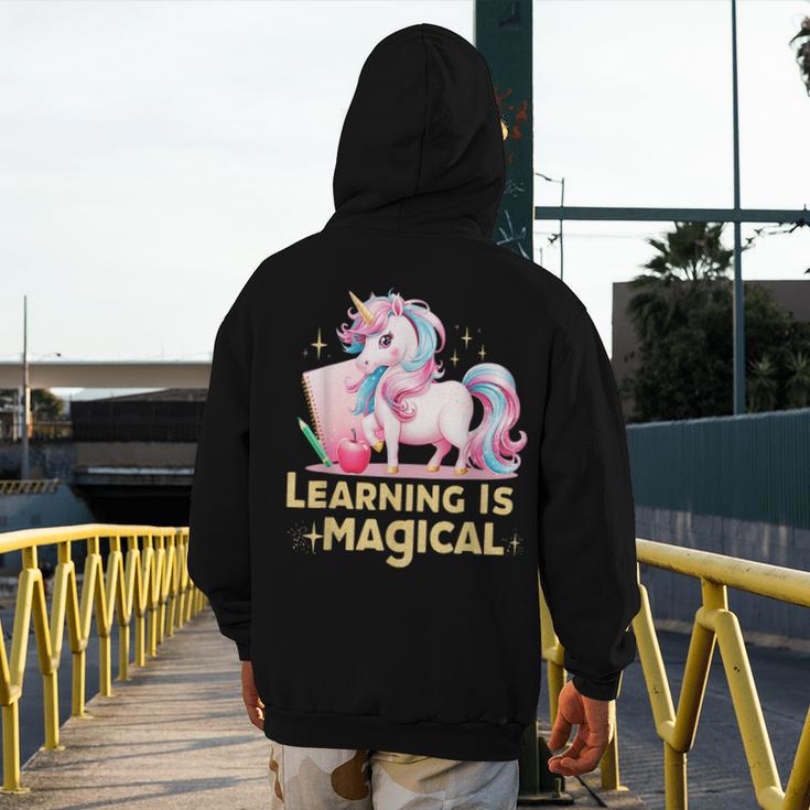 LEARNING IS MAGICAL TEACHER UNICORN BACK TO SCHOOL UNICORN Men's Hoodie Back Print, funny design LEARNING IS MAGICAL TEACHER UNICORN BACK TO SCHOOL UNICORN Men's Hoodie Back Print, funny design
