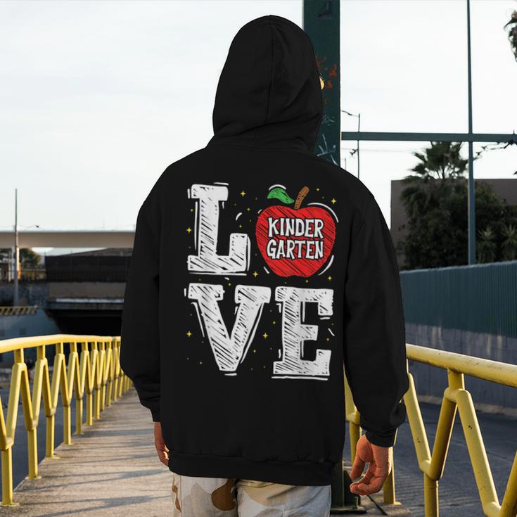 LOVE Kindergarten Teacher Student School Apple Men's Hoodie Back Print, funny design LOVE Kindergarten Teacher Student School Apple Men's Hoodie Back Print, funny design