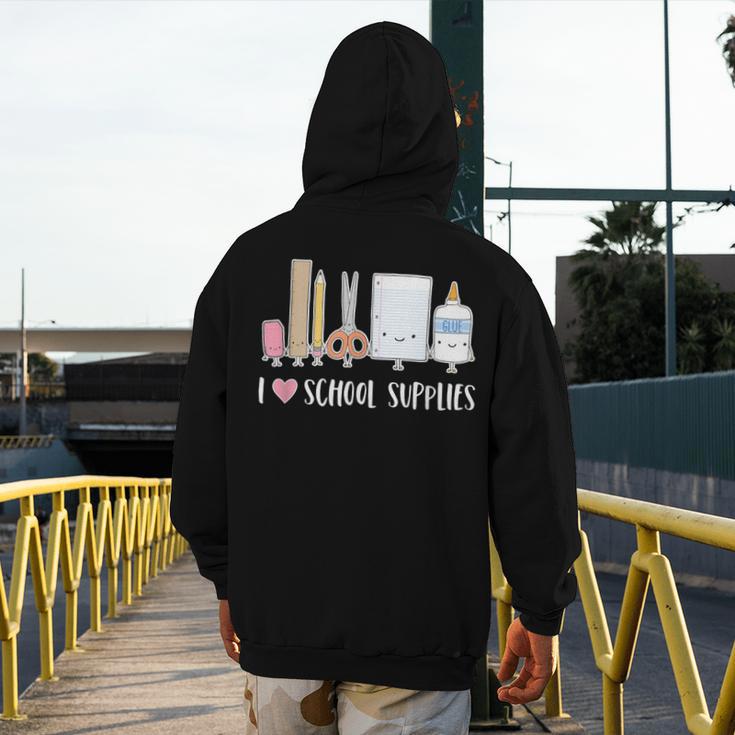I Love School Supplies Teacher Shirt Men's Hoodie Back Print, funny design