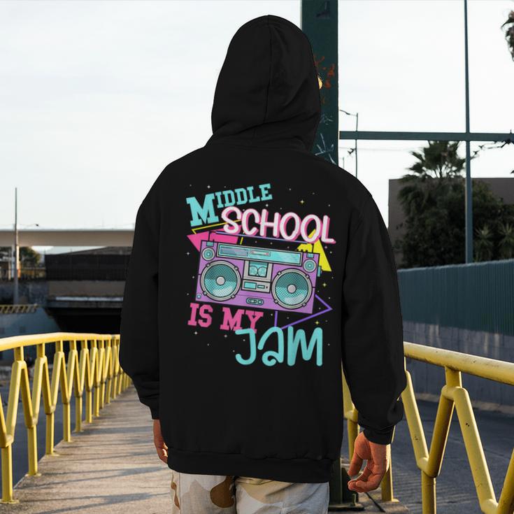 Middle School Is My Jam Cute Teacher Shirt 80's 90's Styl Men's Hoodie Back Print, funny design