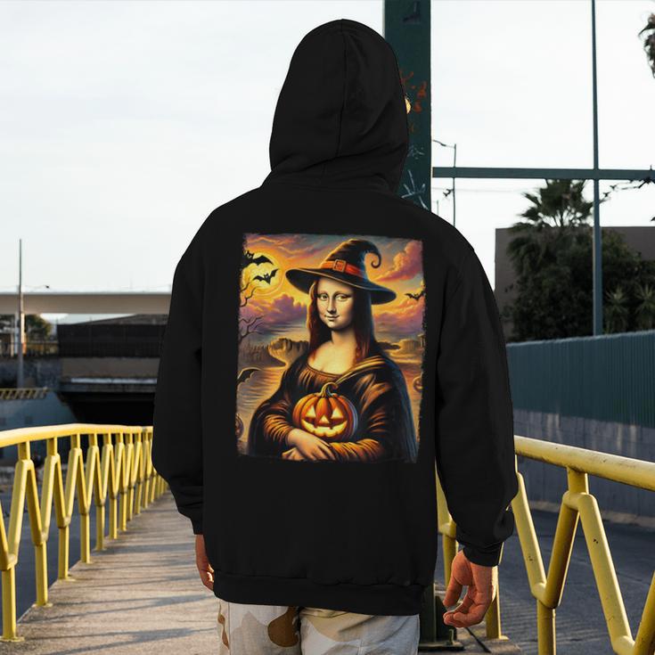 Mona Lisa Pumpkin Halloween Art Teacher Witchy Women Kids Men's Hoodie Back Print, funny design