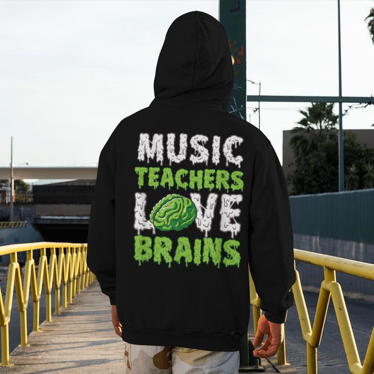Music Teachers Love Brains Cute Teaching Halloween Men's Hoodie Back Print, funny design