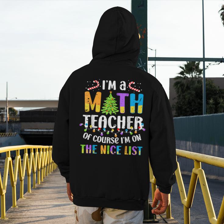 On The Nice List Christmas Math Teacher Women Men Men's Hoodie Back Print, funny design On The Nice List Christmas Math Teacher Women Men Men's Hoodie Back Print, funny design