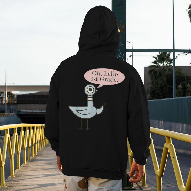 Oh Hello First Graders Cute Pigeon 1st Grade Teacher Men's Hoodie Back Print, First Grade Teacher Gifts, funny design Oh Hello First Graders Cute Pigeon 1st Grade Teacher Men's Hoodie Back Print, First Grade Teacher Gifts, funny design