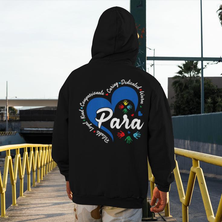 Para Heart Teacher Paraprofessional School Appreciation Men's Hoodie Back Print, funny design