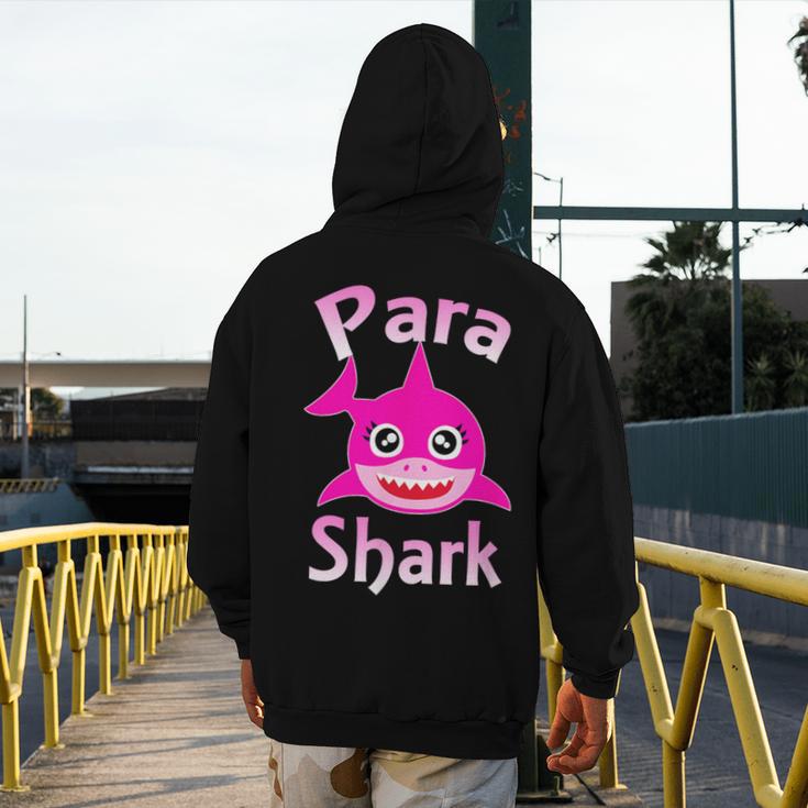 Para Shark Paraprofessional Female Teacher Men's Hoodie Back Print, funny design Para Shark Paraprofessional Female Teacher Men's Hoodie Back Print, funny design
