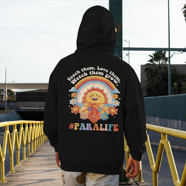 Paraprofessional Para Life Sun Flower Teacher Back To School Men's Hoodie Back Print, funny design Paraprofessional Para Life Sun Flower Teacher Back To School Men's Hoodie Back Print, funny design