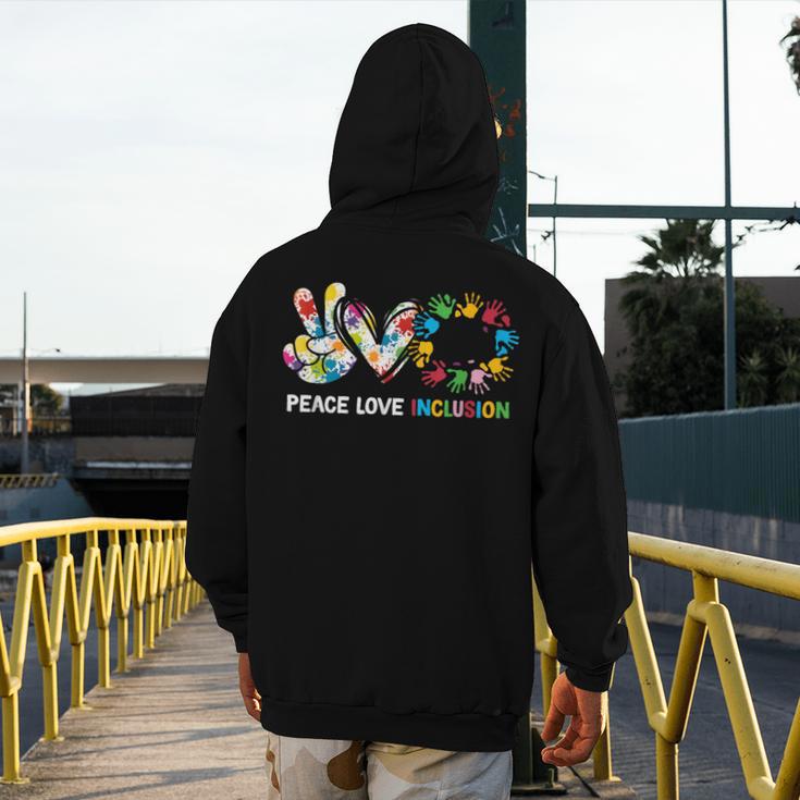 Peace Love Inclusion Sped Squad Special-Ed Teacher Daycare Men's Hoodie Back Print, funny design Peace Love Inclusion Sped Squad Special-Ed Teacher Daycare Men's Hoodie Back Print, funny design