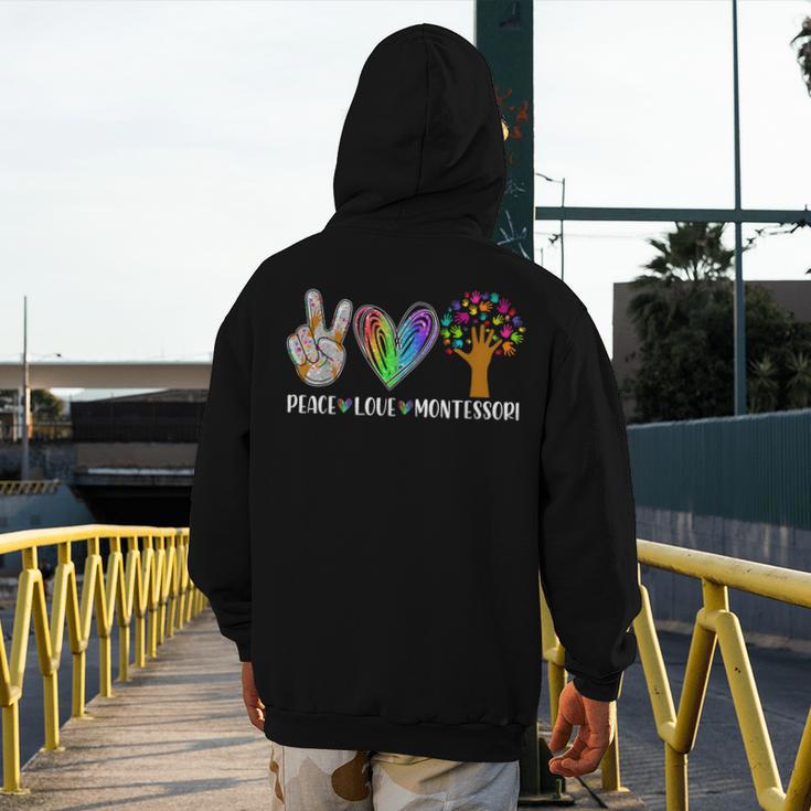 Peace Love Montessori Daycare Teacher Appreciation Men's Hoodie Back Print, funny design Peace Love Montessori Daycare Teacher Appreciation Men's Hoodie Back Print, funny design