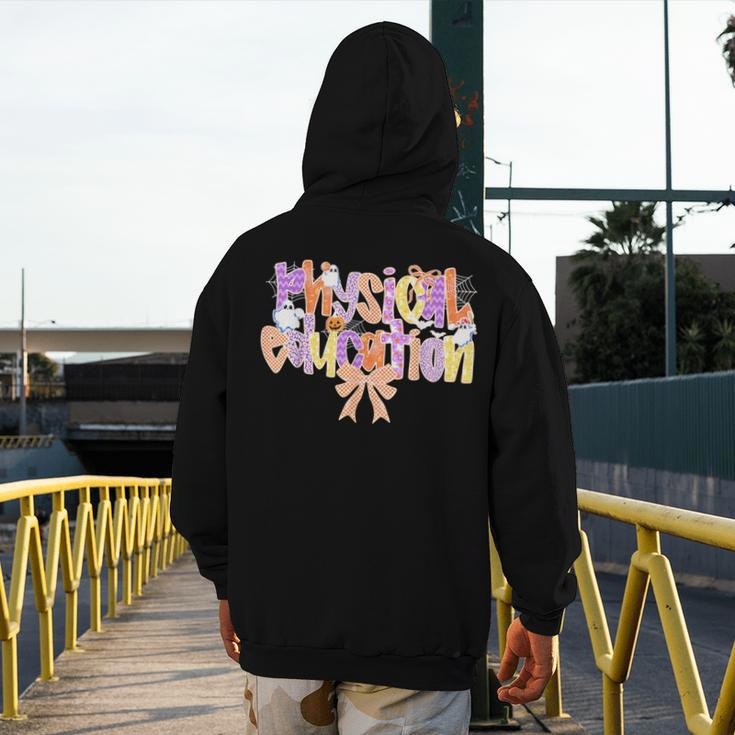 Physical Education Halloween Bow Checkered Teacher Ghost PE Men's Hoodie Back Print, Pe Teacher Gifts, funny design Physical Education Halloween Bow Checkered Teacher Ghost PE Men's Hoodie Back Print, Pe Teacher Gifts, funny design