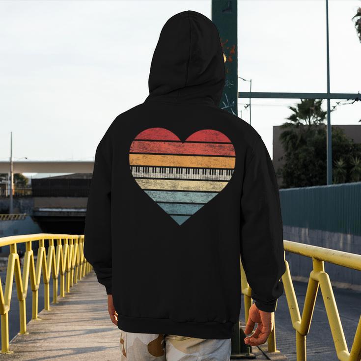 Pianist Retro Sunset Piano Keyboard Player Teacher Men's Hoodie Back Print, funny design