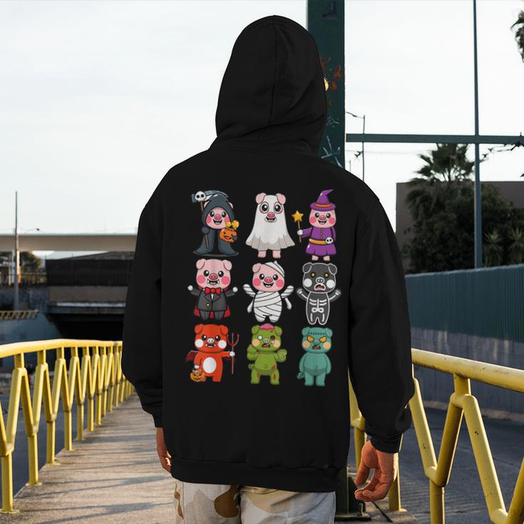 Pig Spooky Ghost Witch Boo-Jee Horror Pumpkin Pig Halloween Men's Hoodie Back Print, funny design