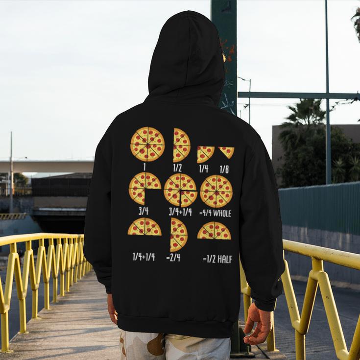 Pizza Slice Fraction Math Teacher Back To School Educational Men's Hoodie Back Print, funny design