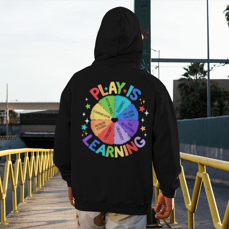 Play Is Learning Teacher Kindergarten For Men Women Kids Men's Hoodie Back Print, funny design