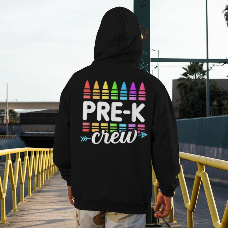 Pre-K Crew Teacher Team Squad Hello Back School Graduation Men's Hoodie Back Print, funny design