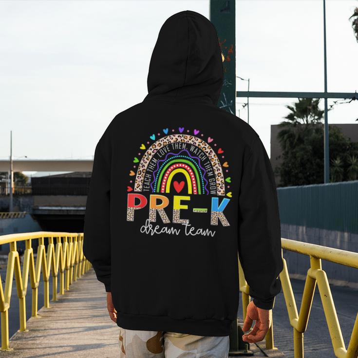 PreK Dream Team Leopard Rainbow Teacher Squad Back To School Men's Hoodie Back Print, funny design PreK Dream Team Leopard Rainbow Teacher Squad Back To School Men's Hoodie Back Print, funny design
