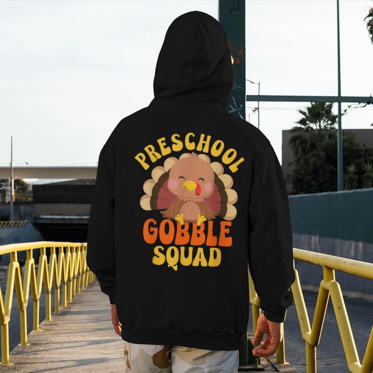 Preschool Gobble Squad Cute Turkey Thanksgiving Teacher Men's Hoodie Back Print, funny design Preschool Gobble Squad Cute Turkey Thanksgiving Teacher Men's Hoodie Back Print, funny design