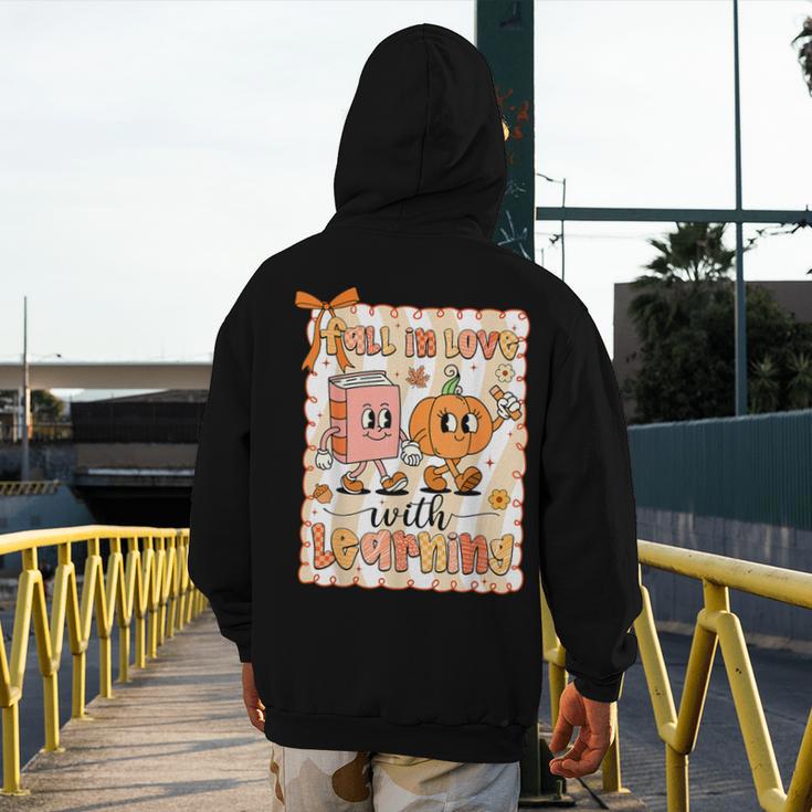 Pumpkin Teacher Preppy Fall In Love With Learning Autumn Men's Hoodie Back Print, funny design Pumpkin Teacher Preppy Fall In Love With Learning Autumn Men's Hoodie Back Print, funny design