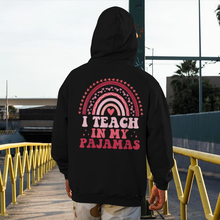Rainbow Retro Homeschool Mom Teacher I Teach In My Pajamas Men's Hoodie Back Print, Couple Gifts, funny design