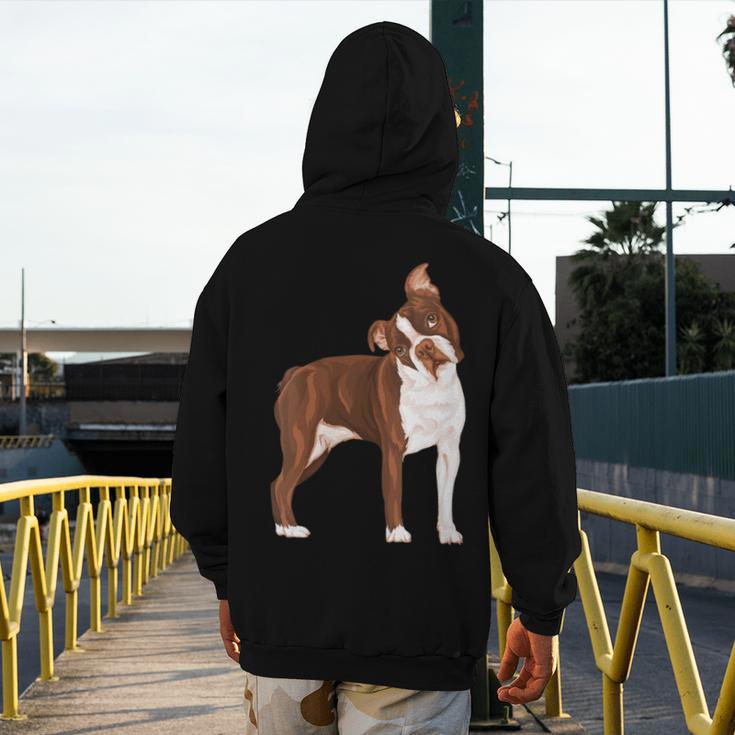 Red Boston Terrier Dog Men's Hoodie Back Print, funny design