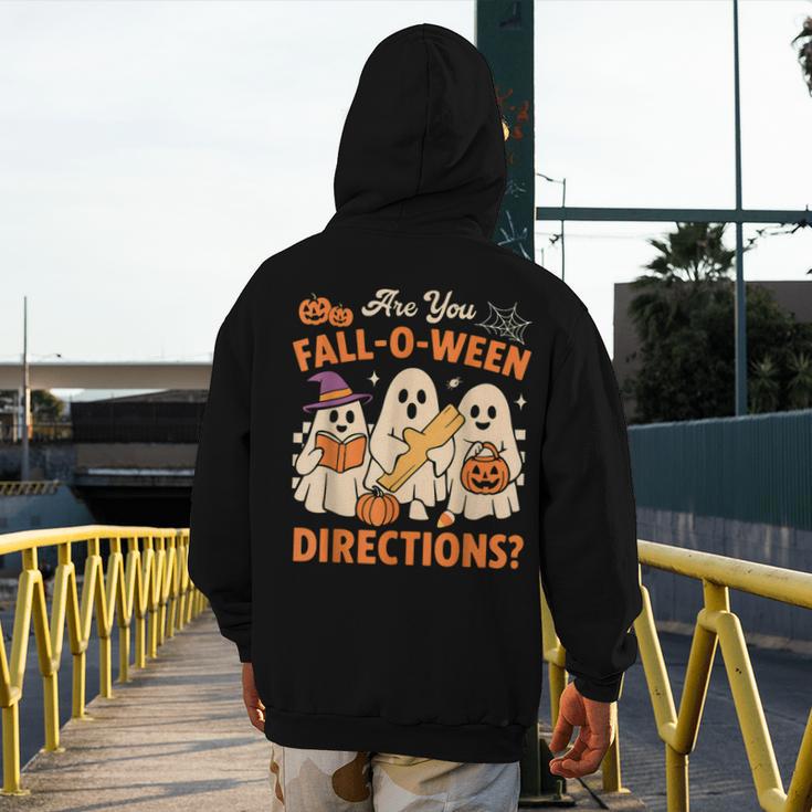 Retro Are You Fall O Ween Directions Ghost Teacher Spooky Men's Hoodie Back Print, funny design