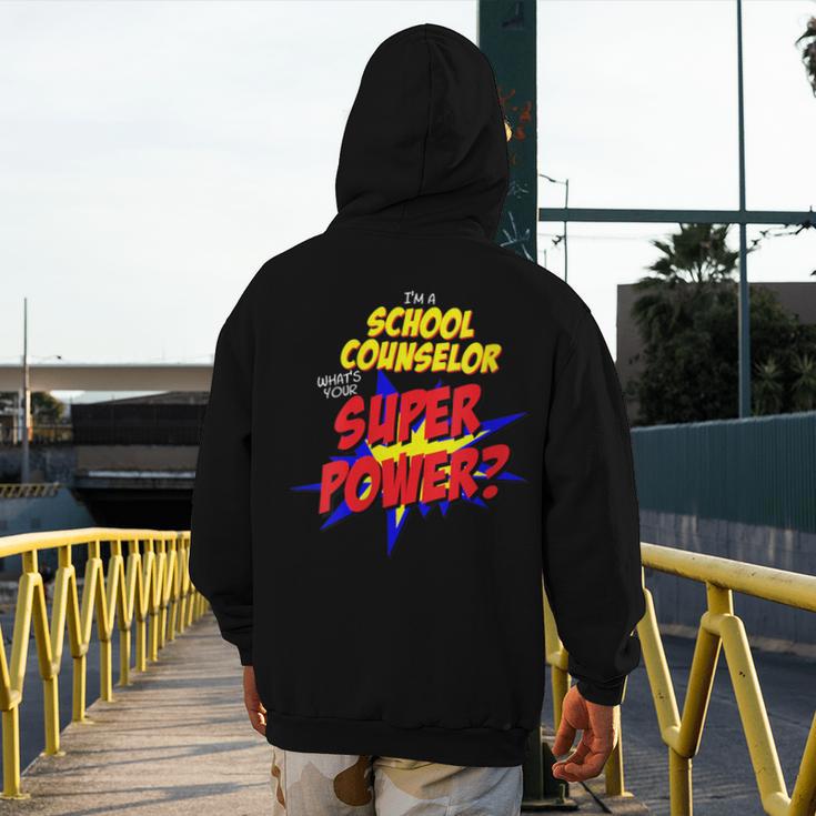 School Counselor Teacher Superhero Superpower Comic Book Men's Hoodie Back Print, funny design