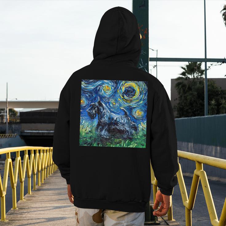 Scottish Terrier Starry Night Scotty Dog Art By Aja Men's Hoodie Back Print, funny design