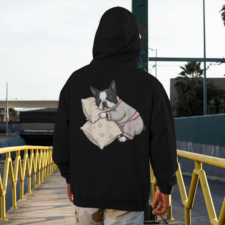 Sleepy Boston Terrier Pajama Men Women Kids Men's Hoodie Back Print, funny design