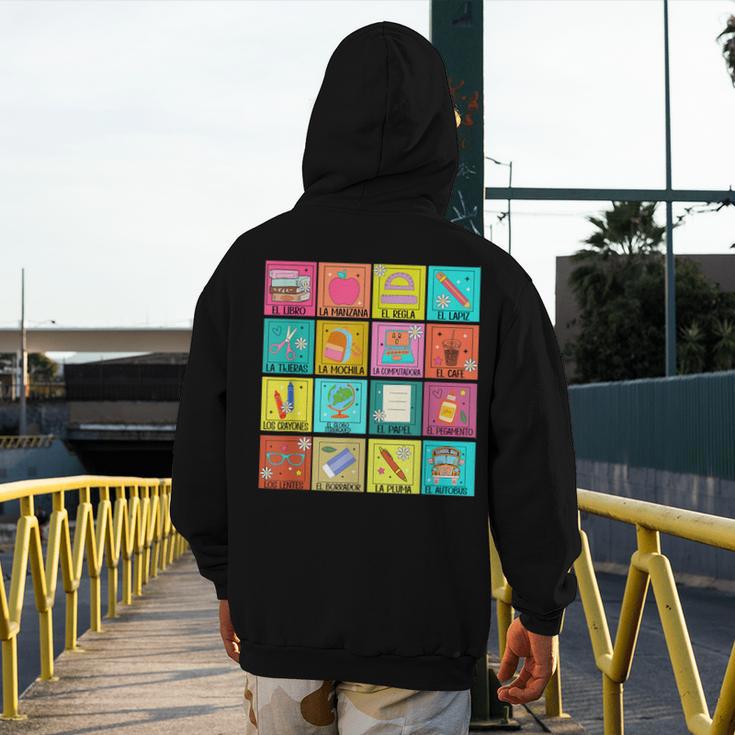 Spanish Teacher Back To School Maestra Dual Language Crew Men's Hoodie Back Print, funny design Spanish Teacher Back To School Maestra Dual Language Crew Men's Hoodie Back Print, funny design