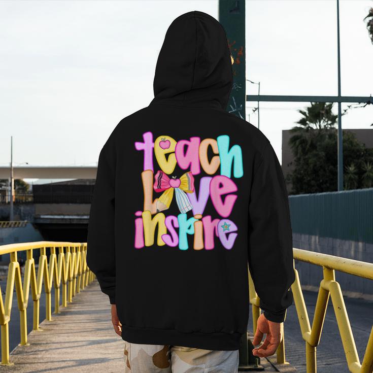 Teach Love Inspire Preppy Back To School Teacher Women Men's Hoodie Back Print, funny design Teach Love Inspire Preppy Back To School Teacher Women Men's Hoodie Back Print, funny design
