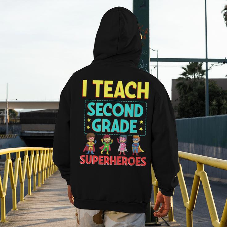 I Teach Second Grade Superheroes Teacher Superhero Men's Hoodie Back Print, funny design