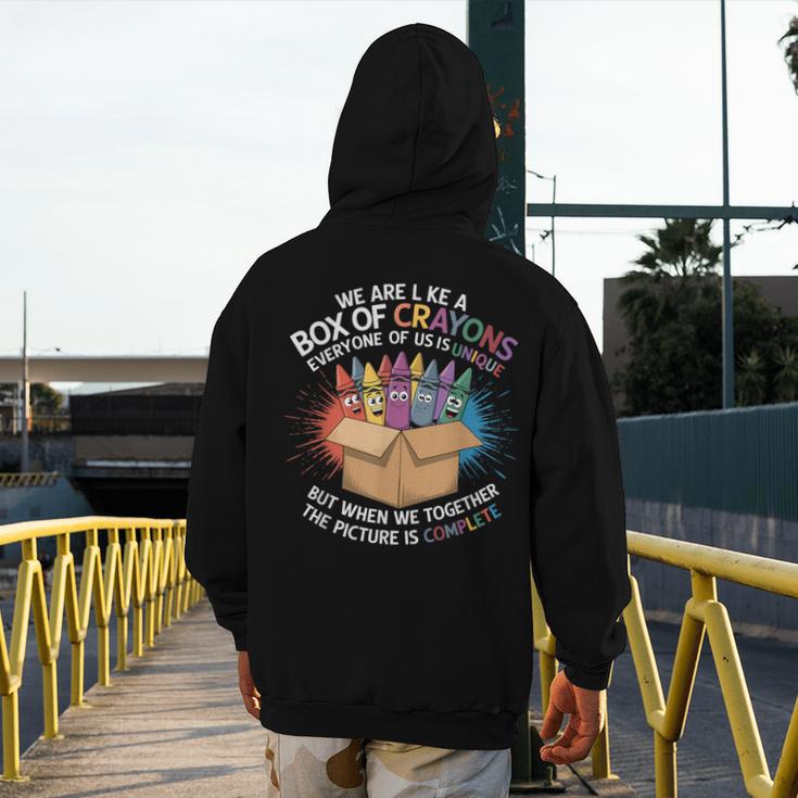 Teacher We Are Like a Box Of Crayons Men's Hoodie Back Print, funny design Teacher We Are Like a Box Of Crayons Men's Hoodie Back Print, funny design