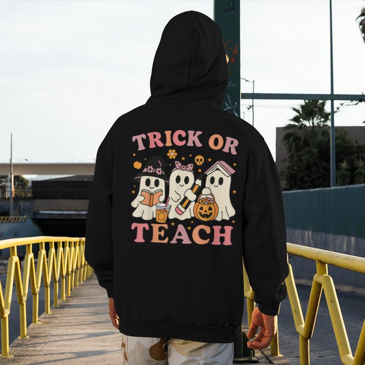 Teacher Halloween Trick Or Teach Cute Ghost Coffee Pumpkins Men's Hoodie Back Print, funny design Teacher Halloween Trick Or Teach Cute Ghost Coffee Pumpkins Men's Hoodie Back Print, funny design