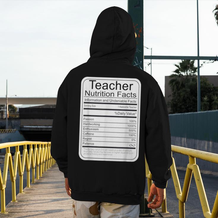 Teacher Nutrition Facts Teachers Nutritional Fact Men's Hoodie Back Print, funny design Teacher Nutrition Facts Teachers Nutritional Fact Men's Hoodie Back Print, funny design