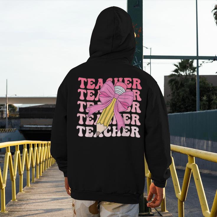 Teacher Pencil Back To School Groovy Pink Teacher First Day Men's Hoodie Back Print, Groovy Teacher Gifts, funny design Teacher Pencil Back To School Groovy Pink Teacher First Day Men's Hoodie Back Print, Groovy Teacher Gifts, funny design