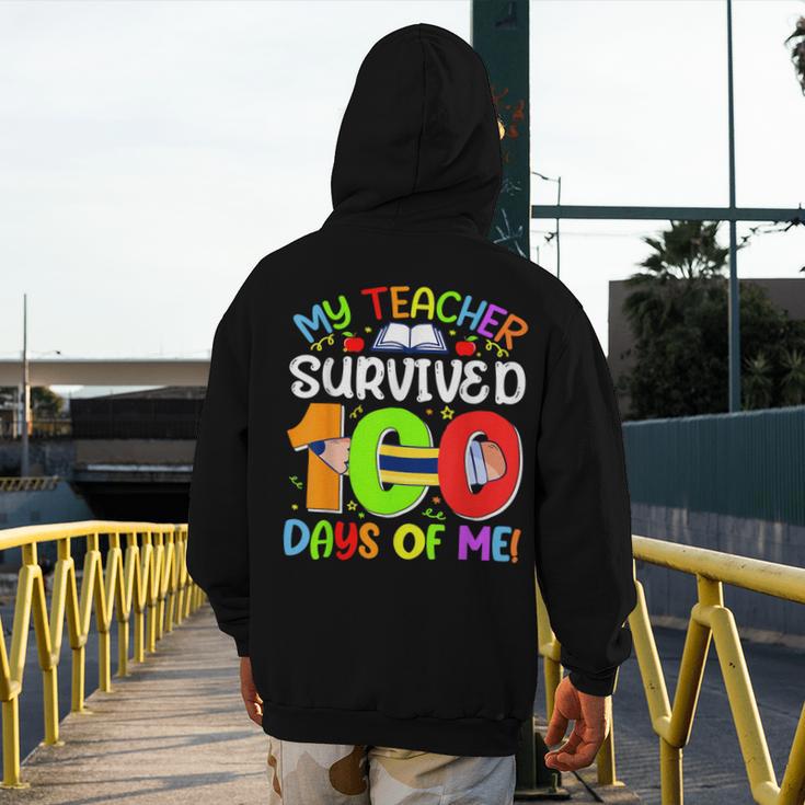 My Teacher Survived 100 Days Of Me 100 Days Of School Men's Hoodie Back Print, funny design My Teacher Survived 100 Days Of Me 100 Days Of School Men's Hoodie Back Print, funny design