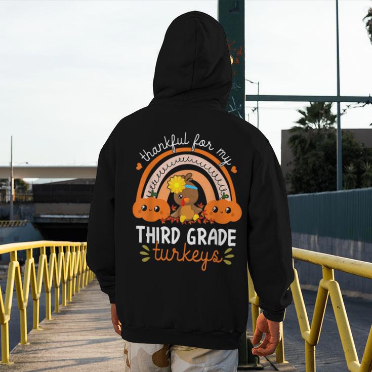 Teacher Thanksgiving Thankful For My Third Grade Turkeys Men's Hoodie Back Print, funny design