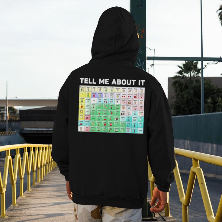 Tell Me About It Speech Language Pathology AAC Sped Teacher Men's Hoodie Back Print, funny design Tell Me About It Speech Language Pathology AAC Sped Teacher Men's Hoodie Back Print, funny design