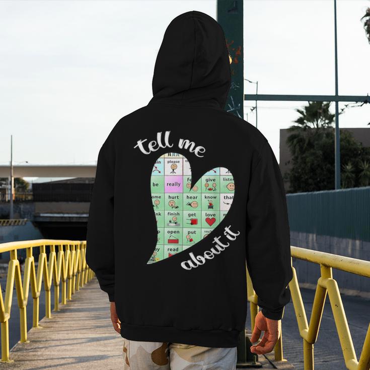 Tell Me About It Speech Pathology Aac Sped Teacher Men's Hoodie Back Print, funny design Tell Me About It Speech Pathology Aac Sped Teacher Men's Hoodie Back Print, funny design
