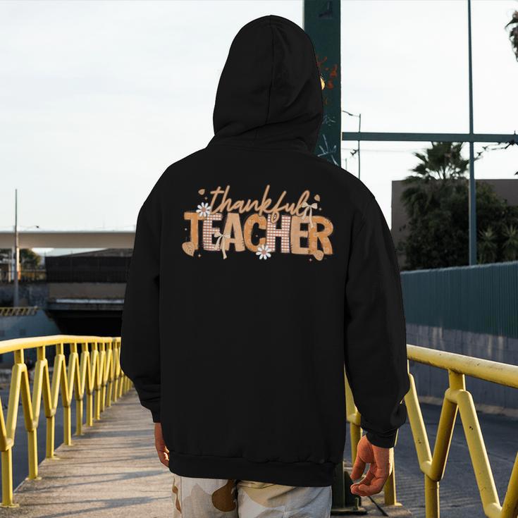 Thankful Teacher Autumn Fall Teacher Thanksgiving Youth Men's Hoodie Back Print, funny design
