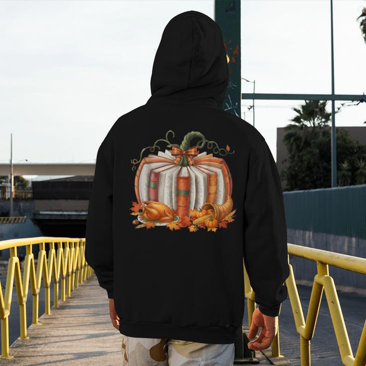Thanksgiving Book Pumpkin Reading Teachers Fall Lovers Boys Men's Hoodie Back Print, funny design Thanksgiving Book Pumpkin Reading Teachers Fall Lovers Boys Men's Hoodie Back Print, funny design