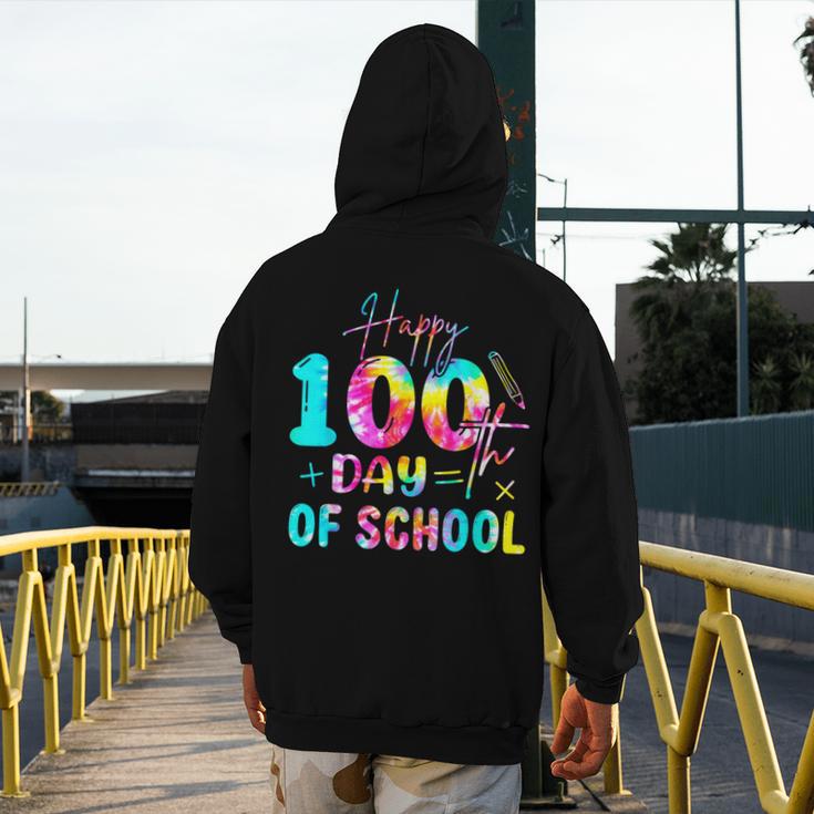 Tie Dye Happy 100th Day Of School Teacher Student 100 Days Men's Hoodie Back Print, funny design