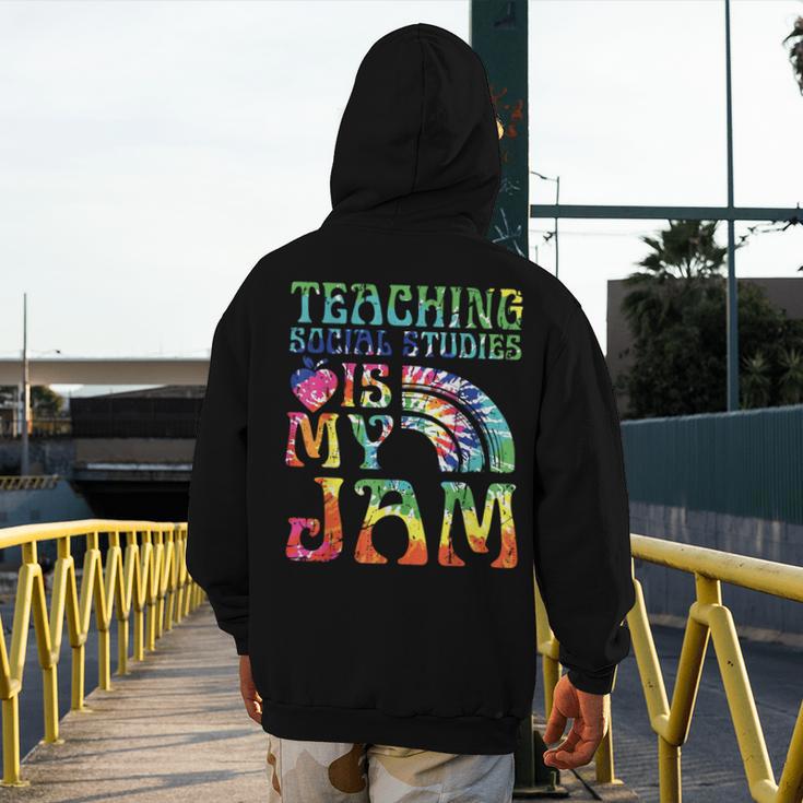 Tie Dye Teaching Social Studies Is My Jam Sunglasses Teacher Men's Hoodie Back Print, funny design Tie Dye Teaching Social Studies Is My Jam Sunglasses Teacher Men's Hoodie Back Print, funny design